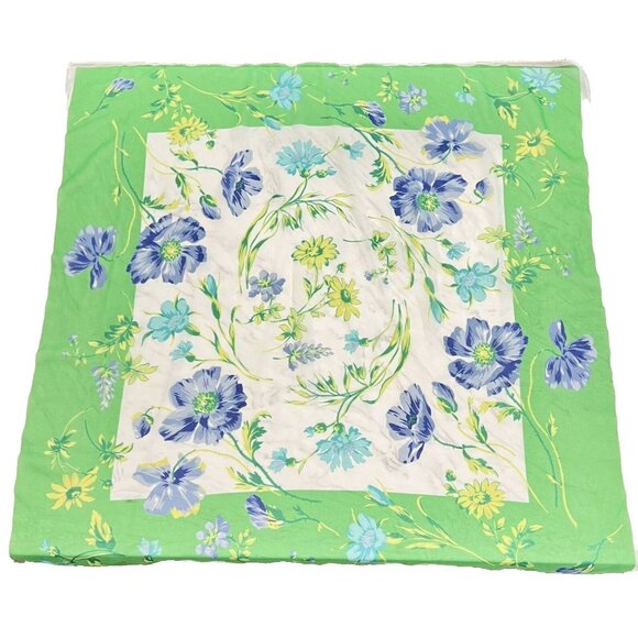 Laura Ashley Accessories - LAURA ASHLEY Scarf Chiffon Blue Green Yellow Flowers Floral Made Italy 33” X 33”